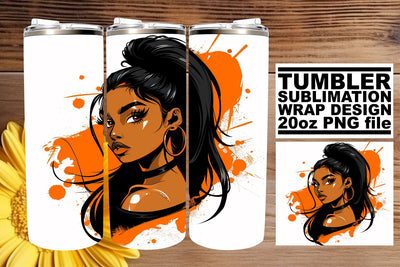 African American Woman Halloween 20oz Tumbler Wrap Sublimation afrosvg 