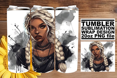 African American Woman Halloween Tumbler Wrap 20oz Design Sublimation afrosvg 