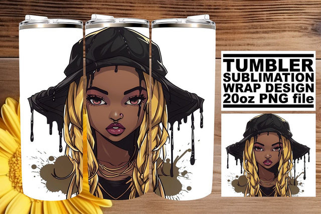African American Woman Halloween Tumbler Wrap 20oz Design Sublimation afrosvg 
