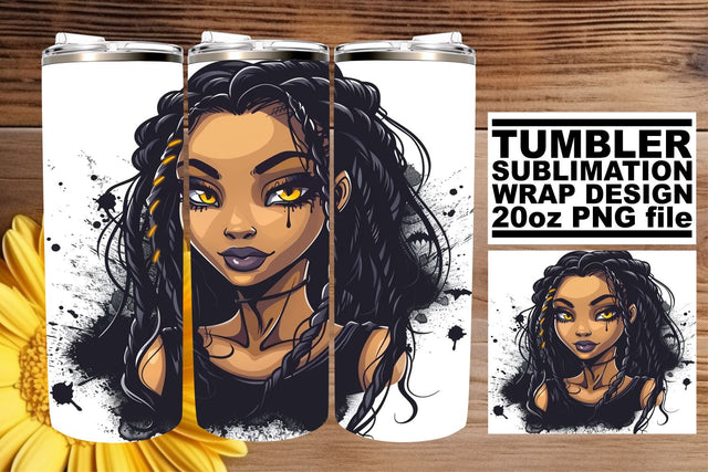 African American Woman Halloween Watercolor 20oz Tumbler Sublimation afrosvg 