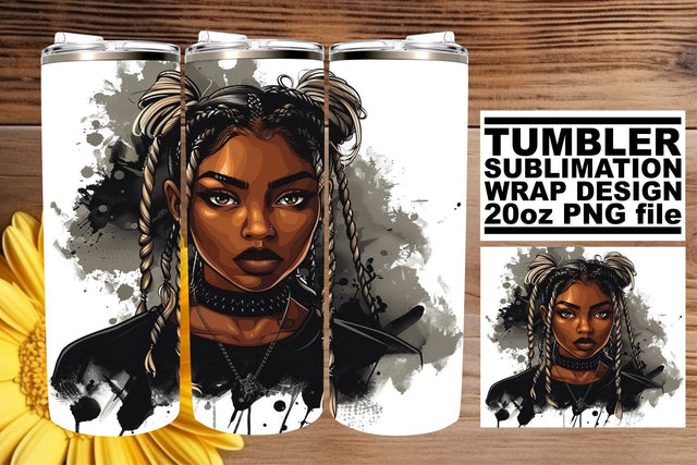 African American Woman Halloween Watercolor 20oz Tumbler Sublimation afrosvg 