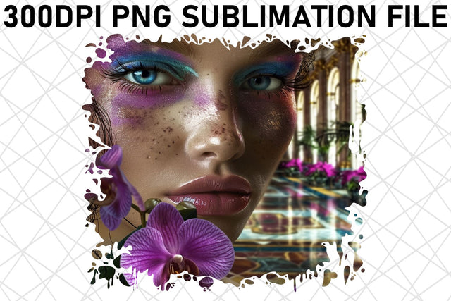 African American Woman with Floral Art Sublimation afrosvg 