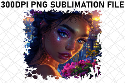 African American Woman with Flower Sublimation afrosvg 