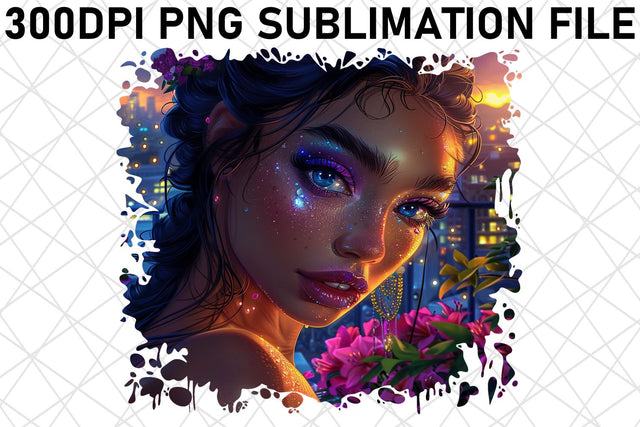 African American Woman with Flower Sublimation afrosvg 