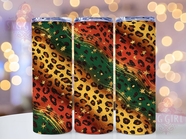 African Colors & Leopard Print Tumbler Wrap, Leopard Print Tumbler, Juneteenth Tumbler Wrap, 20oz Sublimation Design, Black History Tumbler, Animal Print Wrap, Printable African Design Sublimation SvggirlplusArt 