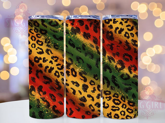 African Colors & Leopard Print Tumbler Wrap, Leopard Print Tumbler, Juneteenth Tumbler Wrap, 20oz Sublimation Design, Black History Tumbler, Animal Print Wrap, Printable African Design Sublimation SvggirlplusArt 
