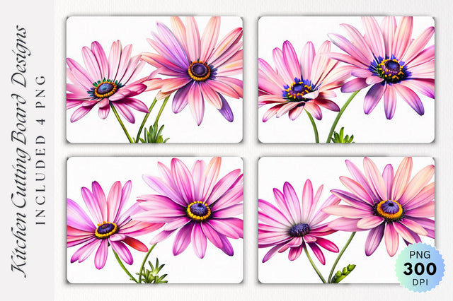 African Daisies Flowers Cutting Board PNG Design Sublimation Regulrcrative 