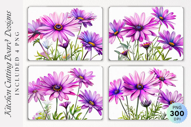 African Daisies Glass Cutting Board PNG Design Sublimation Regulrcrative 