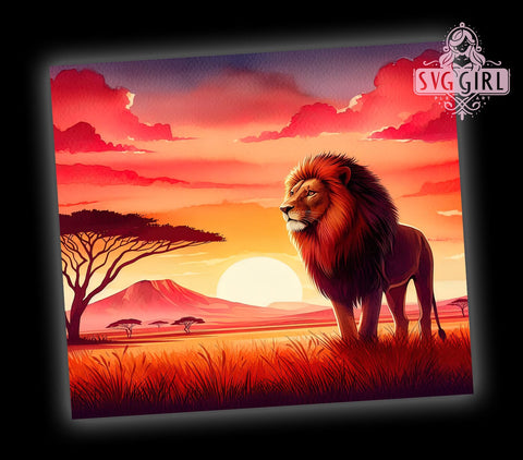 African Lion 20oz Tumbler Wrap Sublimation Design, Straight Tapered Tumbler Wrap, Lion Tumbler Png, Instant Digital Download Sublimation SvggirlplusArt 