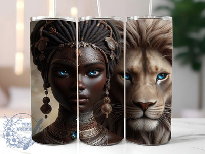 African Lion Queen Tumbler, Africa Lion Wrap, Afrocentric Cup Design, 20oz Sublimation Wrap, Strong Black Woman Cup, African Pride Tumbler, Lion Empowerment Wrap Sublimation ToriDesigns 