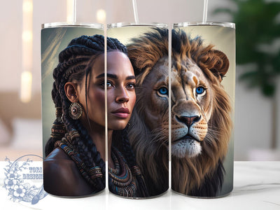 African Lion Queen Tumbler, Africa Lion Wrap, Afrocentric Cup Design, 20oz Sublimation Wrap, Strong Black Woman Cup, African Pride Tumbler, Lion Empowerment Wrap Sublimation ToriDesigns 