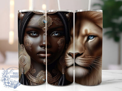 African Lion Queen Tumbler, Africa Lion Wrap, Afrocentric Cup Design, 20oz Sublimation Wrap, Strong Black Woman Cup, African Pride Tumbler, Lion Empowerment Wrap Sublimation ToriDesigns 
