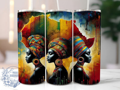 African Map Black Queen Tumbler, African Map, Black Queen, Heritage Art, Cultural Pride, 20Oz Tumbler, Sublimation Wrap Sublimation ToriDesigns 