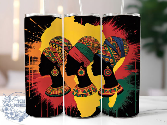 African Map Black Queen Tumbler, African Map, Black Queen, Heritage Art, Cultural Pride, 20Oz Tumbler, Sublimation Wrap Sublimation ToriDesigns 