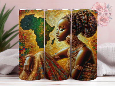 African Queen Afrocentric Tumbler, Black Woman, Afrocentric Art, Tumbler Wrap, Sublimation Design, 20oz Tumbler, Cultural Artwork Sublimation Li Zamperini 