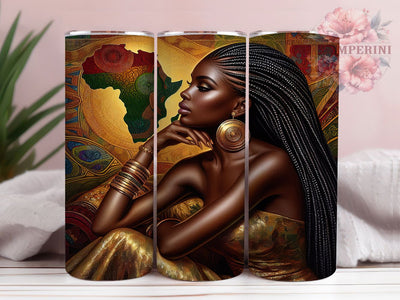 African Queen Afrocentric Tumbler, Black Woman, Afrocentric Art, Tumbler Wrap, Sublimation Design, 20oz Tumbler, Cultural Artwork Sublimation Li Zamperini 