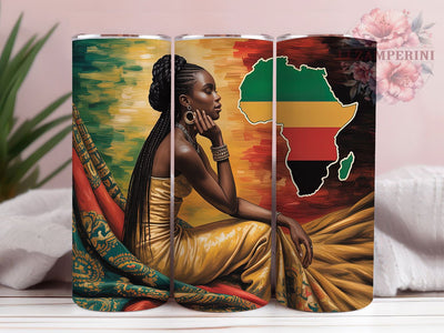 African Queen Afrocentric Tumbler, Black Woman, Afrocentric Art, Tumbler Wrap, Sublimation Design, 20oz Tumbler, Cultural Artwork Sublimation Li Zamperini 