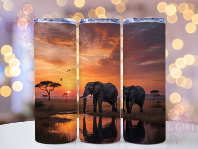 African Sunset Elephant Tumbler, African Sunset, Safari Plains, Wildlife Design, Tumbler Wrap, Sublimation Design, 20oz Tumbler Sublimation SvggirlplusArt 