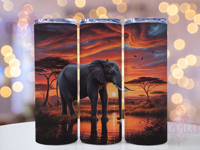 African Sunset Elephant Tumbler, African Sunset, Safari Plains, Wildlife Design, Tumbler Wrap, Sublimation Design, 20oz Tumbler Sublimation SvggirlplusArt 