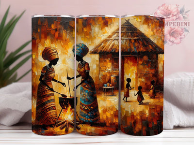 African Village Women Tumbler, African Women, Cooking Scene, Tumbler Wrap, Sublimation Design, 20oz Tumbler, Cultural Art Sublimation Li Zamperini 