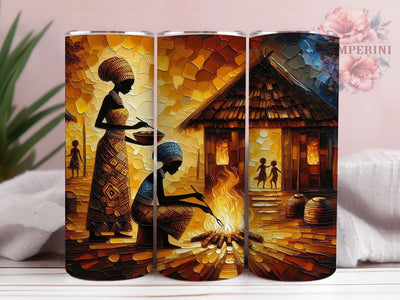 African Village Women Tumbler, African Women, Cooking Scene, Tumbler Wrap, Sublimation Design, 20oz Tumbler, Cultural Art Sublimation Li Zamperini 