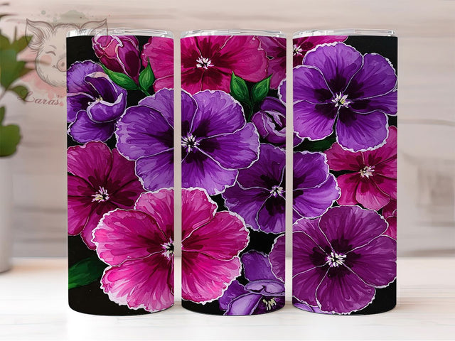 African Violet 3D Floral 20oz Tumbler, 3D Floral Wrap, Purple Flower Tumbler, Seamless Violet Design, Botanical Tumbler Sublimation, Garden Bloom Wrap, Elegant Floral Tumbler Sublimation Lara' s Designs 