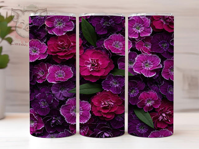 African Violet 3D Floral 20oz Tumbler, 3D Floral Wrap, Purple Flower Tumbler, Seamless Violet Design, Botanical Tumbler Sublimation, Garden Bloom Wrap, Elegant Floral Tumbler Sublimation Lara' s Designs 