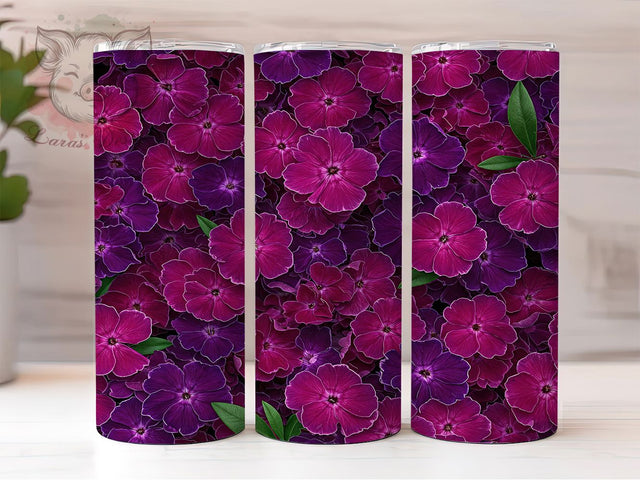 African Violet 3D Floral 20oz Tumbler, 3D Floral Wrap, Purple Flower Tumbler, Seamless Violet Design, Botanical Tumbler Sublimation, Garden Bloom Wrap, Elegant Floral Tumbler Sublimation Lara' s Designs 