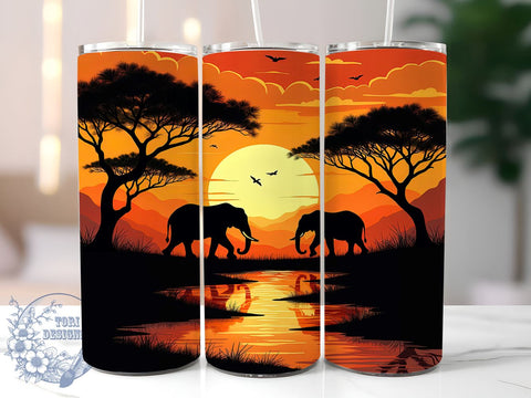 African Wildlife Safari 20oz Tumbler, African Wildlife Mug, 20oz Drinkware, Nature Lover Gift, Wildlife Art Tumbler, Safari Theme Cup, Exotic Animal Design Sublimation ToriDesigns 