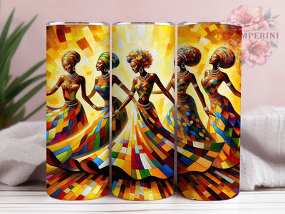 African Women Dance Patchwork Tumbler Wrap, Dance Art, Afrocentric Patchwork, Cultural Theme, Empowerment Style, Bold Wrap, Sublimation Design Sublimation Li Zamperini 