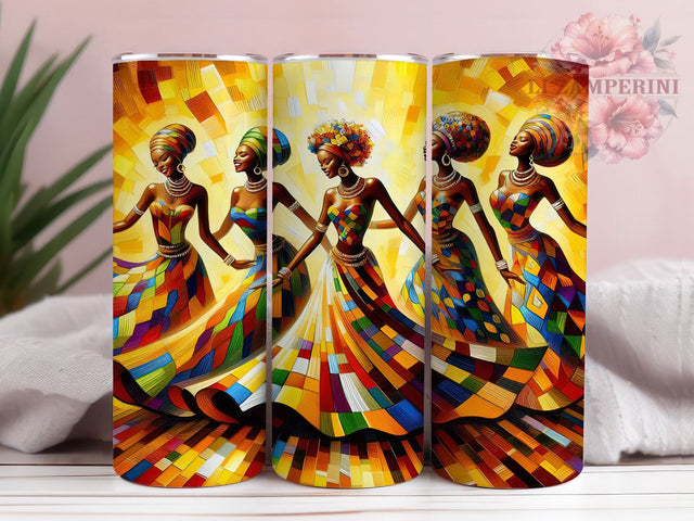 African Women Dance Patchwork Tumbler Wrap, Dance Art, Afrocentric Patchwork, Cultural Theme, Empowerment Style, Bold Wrap, Sublimation Design Sublimation Li Zamperini 
