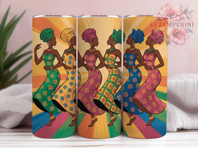 African Women Dance Patchwork Tumbler Wrap, Dance Art, Afrocentric Patchwork, Cultural Theme, Empowerment Style, Bold Wrap, Sublimation Design Sublimation Li Zamperini 