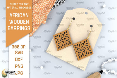 African Wooden Earrings Laser Cut. African Earrings SVG SVG Evgenyia Guschina 