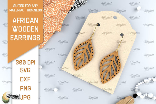 African Wooden Earrings Laser Cut. African Earrings SVG SVG Evgenyia Guschina 