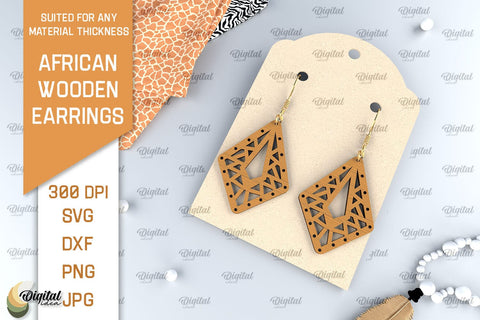 African Wooden Earrings Laser Cut Bundle. Earrings Design SVG Evgenyia Guschina 