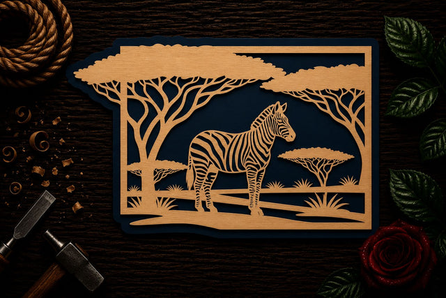 African Zebra Safari Landscape Laser Cut SVG File SVG Regulrcrative 