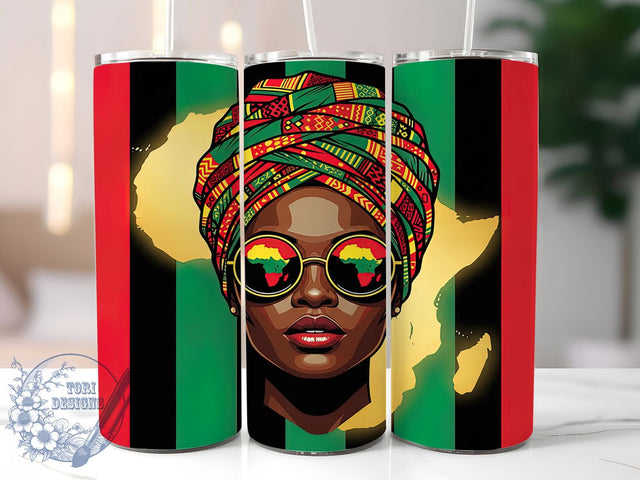 Africana Black Woman Tumbler, Black History Juneteenth Wrap, African American Pride Cup, 20oz Sublimation Wrap, Cultural Heritage Tumbler, Afrocentric Empowerment Cup, Strong Black Identity Wrap Sublimation ToriDesigns 