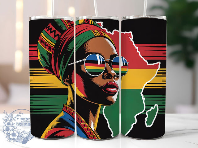 Africana Black Woman Tumbler, Black History Juneteenth Wrap, African American Pride Cup, 20oz Sublimation Wrap, Cultural Heritage Tumbler, Afrocentric Empowerment Cup, Strong Black Identity Wrap Sublimation ToriDesigns 