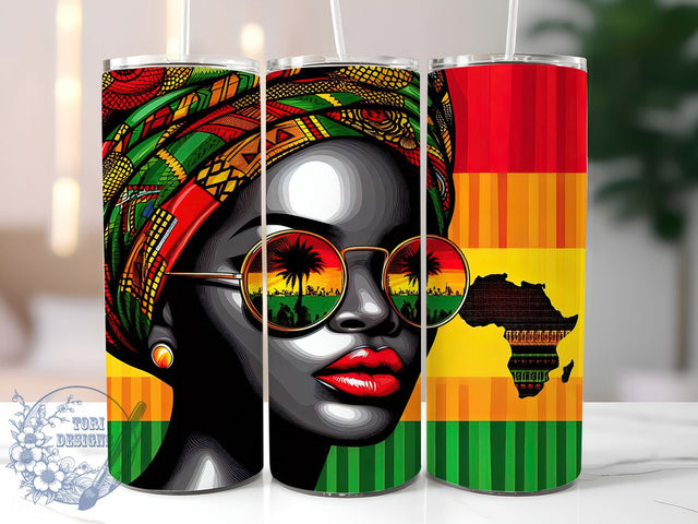 Africana Black Woman Tumbler, Black History Juneteenth Wrap, African American Pride Cup, 20oz Sublimation Wrap, Cultural Heritage Tumbler, Afrocentric Empowerment Cup, Strong Black Identity Wrap Sublimation ToriDesigns 