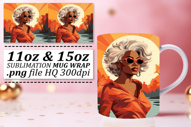 Afro Beauty Mug Wrap Sunset Sublimation afrosvg 