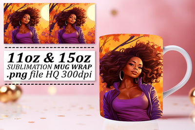 Afro Beauty Sunset Mug Wrap Sublimation Sublimation afrosvg 