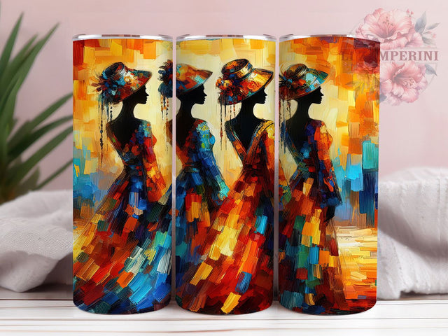 Afro‑Boho World Women Tumbler, Afro-Boho Theme, Seamless Tribal Wrap, Vibrant Cultural Design, Bold Feminine Motif, Ethnic Bohemian Print, Empowered Global Style, Colorful Heritage Glow, 20Oz Tumbler, S Sublimation Li Zamperini 