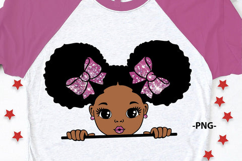 Afro Girl Clipart with Glitter Pink Bows in High Quality PNG Format for Sublimation Printing Digital Stickers and DIY Craft Projects SVG 1uniqueminute 
