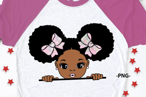 Afro Girl Clipart with Light Pink Glitter Bows in High Quality PNG Format for Sublimation Printing Digital Designs and DIY Crafts SVG 1uniqueminute 