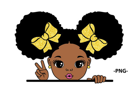 Afro Girl Clipart with Pink Glitter Bows SVG PNG PDF EPS JPG AI DXF for Cricut Sublimation Printing T-Shirts and Stickers SVG 1uniqueminute 