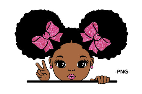 Afro Girl Clipart with Pink Glitter Bows SVG PNG PDF EPS JPG AI DXF for Cricut Sublimation Printing T-Shirts and Stickers SVG 1uniqueminute 