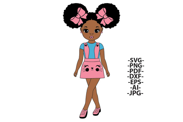 Afro Girl Easter SVG with Bunny Face Dress Cute Black Girl Clipart for Kids Crafts Cricut Sublimation PNG PDF DXF AI JPG EPS Digital File SVG 1uniqueminute 