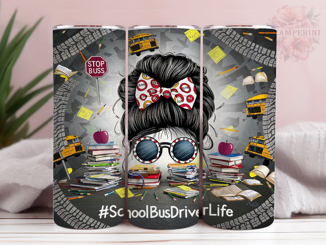 Afro Messy Bun School Bus Driver 20oz Tumbler Wrap PNG, Afro School Bus Driver Life Tumbler Png, Straight & Tapered Tumbler Wrap, Instant Digital Download Sublimation Li Zamperini 