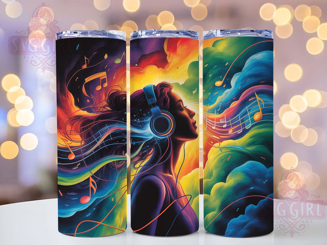 Afro Music Black Girl Tumbler, Black Girl, Music Theme, 20Oz Tumbler, Sublimation Design, Tumbler Wrap, Digital Download Sublimation SvggirlplusArt 