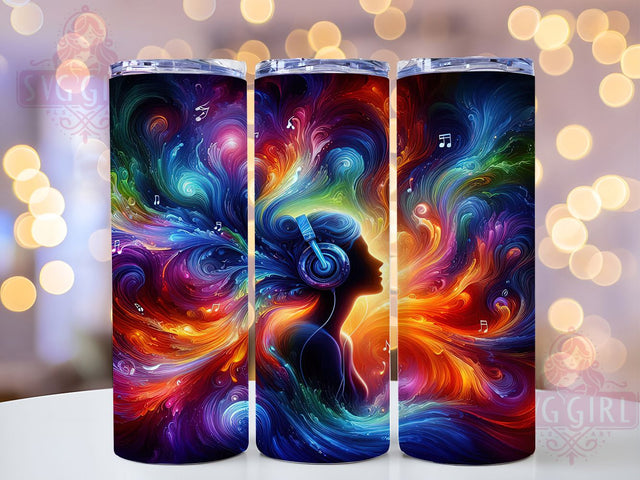 Afro Music Black Girl Tumbler, Black Girl, Music Theme, 20Oz Tumbler, Sublimation Design, Tumbler Wrap, Digital Download Sublimation SvggirlplusArt 